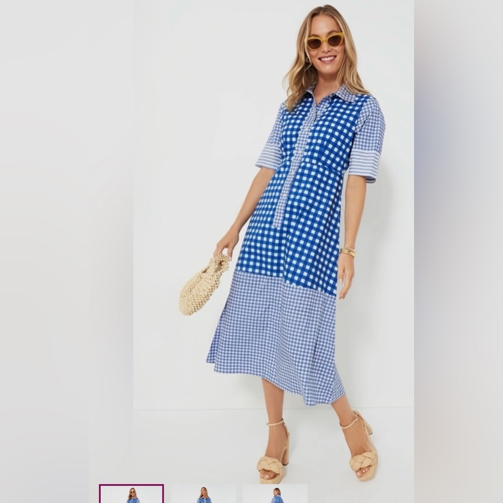 Oliphant Blue and White Checkered Dress